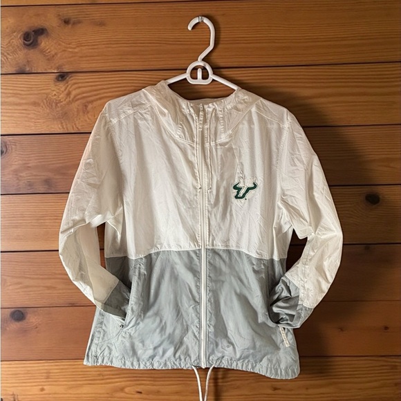 Columbia Women's green, white  and Gray Collegiate Lght wght USF Jacket. - Picture 1 of 11